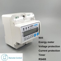 5(60)A 110V 230V 50HZ 60HZ Single phase Din rail WIFI smart energy meter over and under voltage current protection RS485